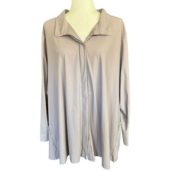 MarlaWynne Blouse ALine Collared Long Sleeve Button Up Back Pleat Rose 3XL XXXL - Picture 1 of 12